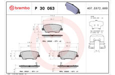 Sada brzdových destiček, kotoučová brzda BREMBO P 30 063