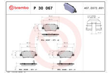 Sada brzdových destiček, kotoučová brzda BREMBO P 30 067X