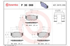 Sada brzdových destiček, kotoučová brzda BREMBO P 30 069