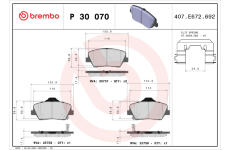 Sada brzdových destiček, kotoučová brzda BREMBO P 30 070X