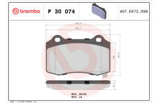 Sada brzdových destiček, kotoučová brzda BREMBO P 30 074