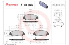 Sada brzdových destiček, kotoučová brzda BREMBO P 30 076