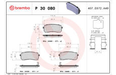 Sada brzdových destiček, kotoučová brzda BREMBO P 30 080