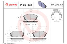 Sada brzdových destiček, kotoučová brzda BREMBO P 30 093