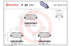 Sada brzdových destiček, kotoučová brzda BREMBO P 30 111