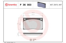 Sada brzdových destiček, kotoučová brzda BREMBO P 36 003