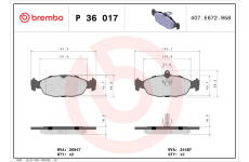 Sada brzdových destiček, kotoučová brzda BREMBO P 36 017