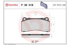 Sada brzdových destiček, kotoučová brzda BREMBO P 36 018