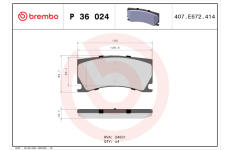 Sada brzdových destiček, kotoučová brzda BREMBO P 36 024