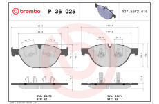 Sada brzdových destiček, kotoučová brzda BREMBO P 36 025