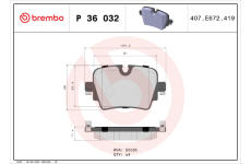 Sada brzdových destiček, kotoučová brzda BREMBO P 36 032