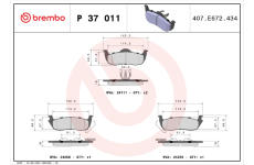 Sada brzdových destiček, kotoučová brzda BREMBO P 37 011