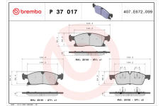 Sada brzdových destiček, kotoučová brzda BREMBO P 37 017