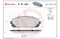 Sada brzdových destiček, kotoučová brzda BREMBO P 37 021