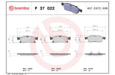 Sada brzdových destiček, kotoučová brzda BREMBO P 37 022