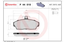 Sada brzdových destiček, kotoučová brzda BREMBO P 44 010