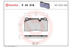 Sada brzdových destiček, kotoučová brzda BREMBO P 44 018