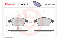 Sada brzdových destiček, kotoučová brzda BREMBO P 44 020X