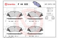 Sada brzdových destiček, kotoučová brzda BREMBO P 44 022