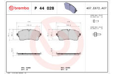 Sada brzdových destiček, kotoučová brzda BREMBO P 44 028