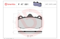 Sada brzdových platničiek kotúčovej brzdy BREMBO P 47 001