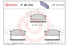 Sada brzdových destiček, kotoučová brzda BREMBO P 49 010