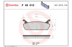 Sada brzdových destiček, kotoučová brzda BREMBO P 49 015