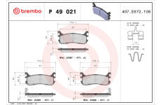 Sada brzdových destiček, kotoučová brzda BREMBO P 49 021