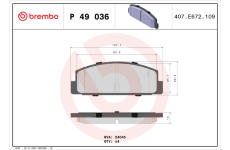 Sada brzdových destiček, kotoučová brzda BREMBO P 49 036