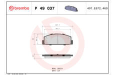 Sada brzdových destiček, kotoučová brzda BREMBO P 49 037