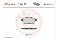 Sada brzdových destiček, kotoučová brzda BREMBO P 49 051