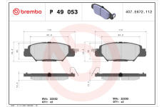 Sada brzdových destiček, kotoučová brzda BREMBO P 49 053