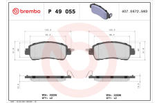 Sada brzdových destiček, kotoučová brzda BREMBO P 49 055