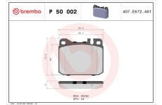 Sada brzdových destiček, kotoučová brzda BREMBO P 50 002