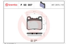 Sada brzdových destiček, kotoučová brzda BREMBO P 50 007