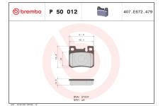 Sada brzdových destiček, kotoučová brzda BREMBO P 50 012