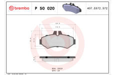 Sada brzdových destiček, kotoučová brzda BREMBO P 50 020