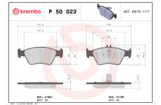 Sada brzdových destiček, kotoučová brzda BREMBO P 50 023