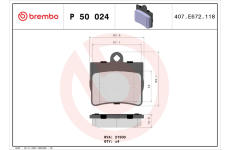 Sada brzdových destiček, kotoučová brzda BREMBO P 50 024