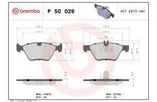 Sada brzdových destiček, kotoučová brzda BREMBO P 50 026