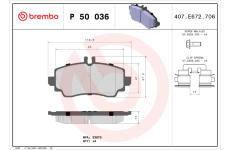 Sada brzdových destiček, kotoučová brzda BREMBO P 50 036