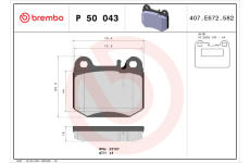 Sada brzdových destiček, kotoučová brzda BREMBO P 50 043