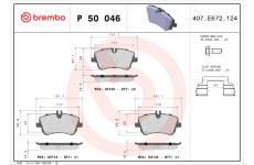 Sada brzdových destiček, kotoučová brzda BREMBO P 50 046