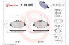 Sada brzdových destiček, kotoučová brzda BREMBO P 50 049