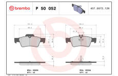 Sada brzdových destiček, kotoučová brzda BREMBO P 50 052