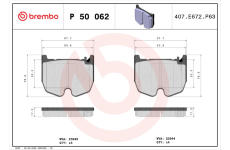Sada brzdových destiček, kotoučová brzda BREMBO P 50 062