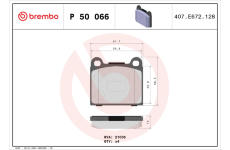 Sada brzdových destiček, kotoučová brzda BREMBO P 50 066