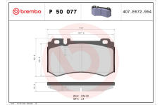 Sada brzdových destiček, kotoučová brzda BREMBO P 50 077