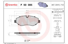 Sada brzdových destiček, kotoučová brzda BREMBO P 50 085