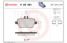 Sada brzdových destiček, kotoučová brzda BREMBO P 50 091X